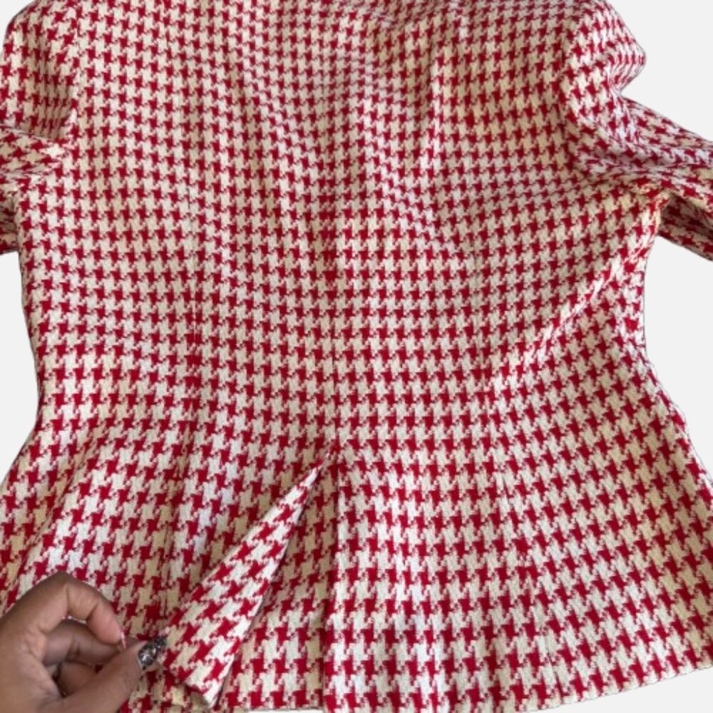 Vintage Christian Dior Houndstooth Christmas Dinner Gala Skirt Suit (Size 12) - Picture 5 of 16